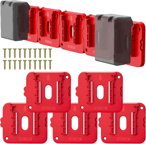 Soporte de batería compatible con batería Milwaukee de 18 V, almacenamiento de baterías de montaje en pared para furgoneta de trabajo, estante, caja