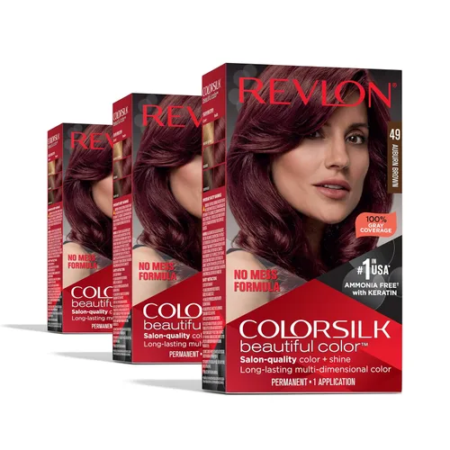 Miniatura 5 de Revlon Colorsilk Tinte permanente para el cabello, cubre 100 % las canas, sin amoníaco, con queratina y aminoácidos, tonos rojos (paquete de 3)