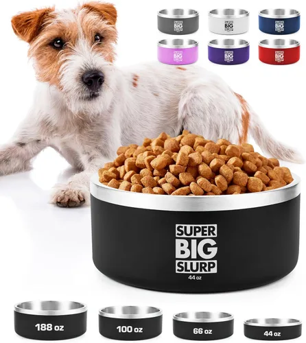 Miniatura 18 de Tuff Pupper Cuenco de acero inoxidable aislado resistente de 100 onzas para perros grandes, base antideslizante, apto para lavavajillas Rosa Punch