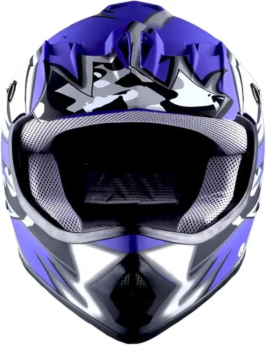 Miniatura 3 de WOW Youth Kids Motocross BMX MX ATV Dirt Bike Moutain Helmet Storm Black Estrella azul mate
