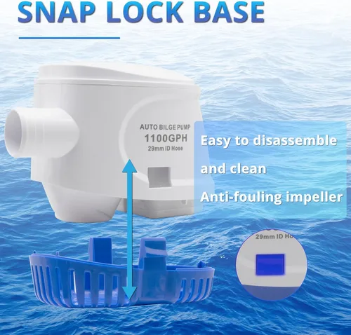 Miniatura 4 de Bomba de agua automática de 1100 GPH, bomba de sentina de 12 V, equipada con interruptor flotante interno, adecuada para submarinos, charcos