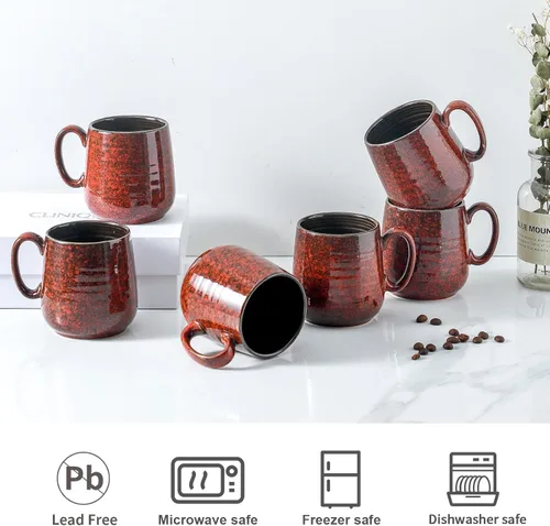 Miniatura 2 de Tazas de café Hasense 8 oz, juego de 6 tazas pequeñas de cerámica para expreso, tazas mini con asa para café, té y cacao, tazas modernas para regalo