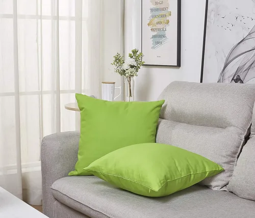 Miniatura 4 de TangDepot - Funda de almohada decorativa de algodón sólido, 12 x 12 pulgadas, verde manzana
