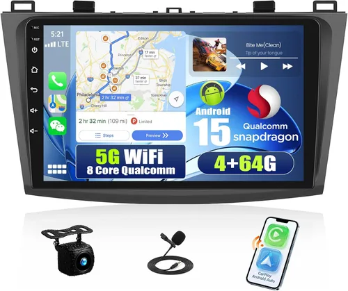 Miniatura 9 de Radio estéreo de coche para Mazda 3 2009 2010 2011 2012 2013, Android 15 2G+64G Carplay inalámbrico Android Auto, 9 pulgadas pantalla táctil coche