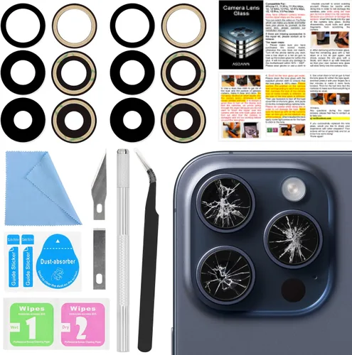 Miniatura 11 de 2PCS ASDAWN Reemplazo de Cristal de Lente de Cámara Trasera para iPhone 11 Pro y 11 Pro Max Reemplazo de Lente de Cámara con Adhesivo Preinstalado +