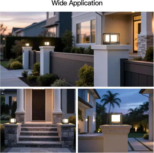 Miniatura 7 de MVBT Luces de poste para exteriores de 7.1 pulgadas, luces de pilar con cable duro, AC100-240 V, luz de columna moderna, lámpara de cubierta