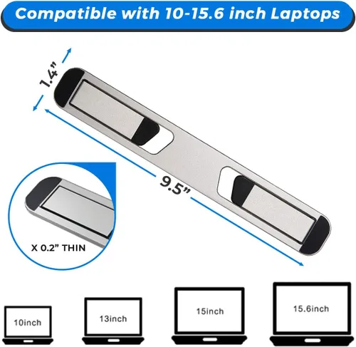 Miniatura 2 de Elevador de computadora portátil para escritorio, soporte plegable de aluminio para laptop para modelos de 10 a 16 pulgadas, incluyendo MacBook