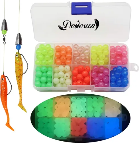 Miniatura 9 de Dovesun Cuentas de pesca que brillan en la oscuridad, cuentas de pesca para agua salada, 1035 unids/600 piezas/250 piezas/120 cuentas coloridas