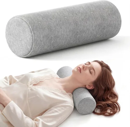 Miniatura 16 de Almohada Cervical de Rollo, Almohadas de Soporte Cervical de Espuma Viscoelástica, Almohadas de Cuello Redondas, Almohadas Cilíndricas de Refuerzo