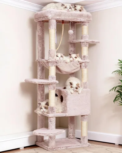 Miniatura 13 de Heybly Árbol para Gatos para Gatos Grandes de 20 libras de Servicio Pesado, Torre para Gatos XXL de 60 pulgadas para Gatos de Interior, Condominio
