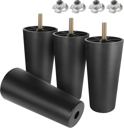 Miniatura 9 de Pernos de rosca métrica M8-1.25, patas de plástico para muebles de 2.4 pulgadas, patas de sofá redondas negras cónicas con tuercas en T, repuesto