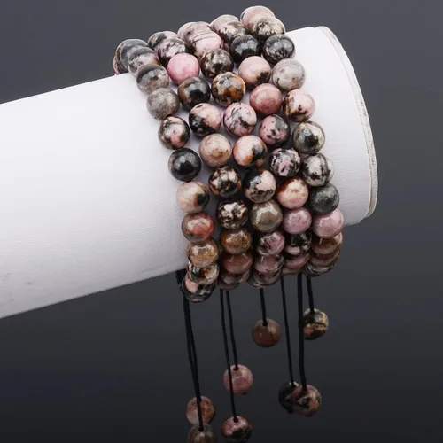 Miniatura 2 de Massive Beads - Pulsera de cuentas de cristales de macramé con poder curativo natural, unisex, ajustable, 516 pulgadas (8 mm)