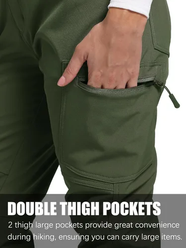 Miniatura 4 de LINLANG EN Pantalones de senderismo impermeables con forro polar para mujer, aislados, softshell, cálidos, para invierno y esquí
