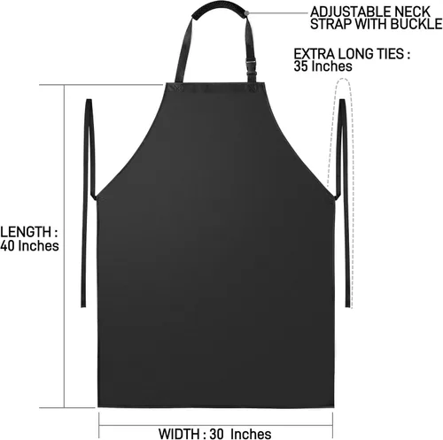 Miniatura 7 de Delantal impermeable con cómodo babero ajustable de goma de vinilo para lavavajillas, delantal resistente para hombres y mujeres lavavajillas Negro