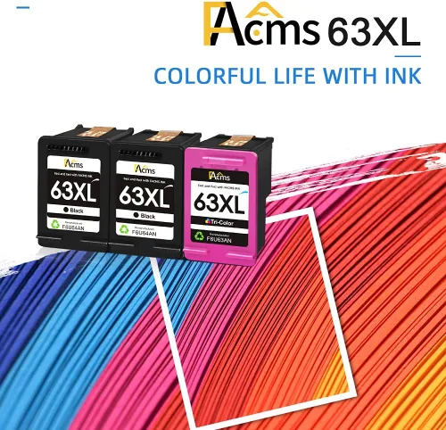 Miniatura 7 de Paquete de 3 cartuchos de tinta 63XXL de repuesto para cartuchos de tinta HP 63XL 63XL 63 XL, funciona con Officejet 3830 4650 4652 4655 5200 5255