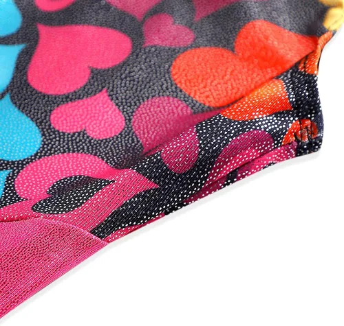 Miniatura 5 de Leotardo de gimnasia con shorts para niñas, sin mangas, para ciclismo, diseños de mariposas, flores, con brillo, color negro con rosa (Hotpink Black)