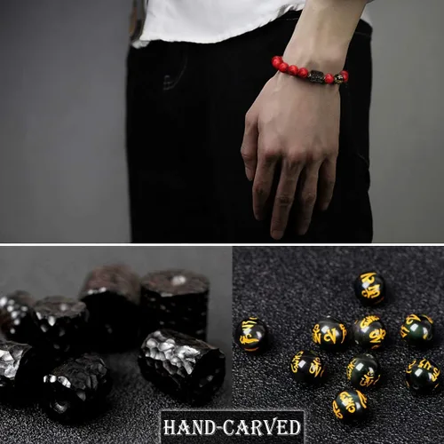 Miniatura 4 de L&C Feng Shui - Pulsera de riqueza de obsidiana negra Pulseras de cristal de obsidiana para mujeres y hombres, 0.315in, 0.394in, alivio natural