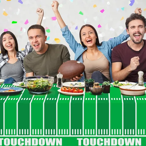 Miniatura 8 de Gatherfun Decoraciones de Fiesta de Fútbol Americano Mantel Desechable de Plástico Cubierta de Mesa Touchdown para Decoración de Cumpleaños Fiesta