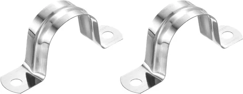 Miniatura 38 de uxcell 6 correas rígidas de tubo, 4.331 in (4.33 pulgadas) 201 de acero inoxidable 201 con 2 agujeros en forma de U, abrazaderas de tubo para fijar
