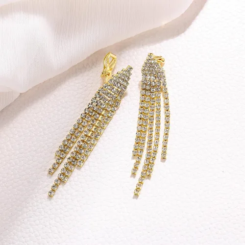 Miniatura 6 de EleQueen Austrian Crystal Chandelier Tassel Earrings Linear Drop Dangle Earrings for Women Wedding Bridal Party