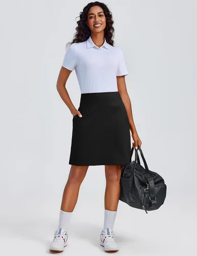 Miniatura 6 de PINSPARK Falda pantalón de 20 pulgadas para mujer, longitud a la rodilla, UPF 50+, faldas de golf con 3 bolsillos, cintura alta, falda pantalón