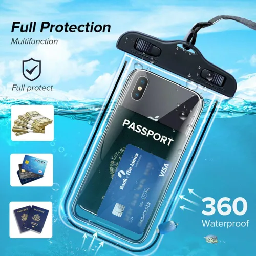 Miniatura 3 de Baiao Bolsa impermeable para teléfono, funda impermeable de 8.3 pulgadas para iPhone 16, 15, 14, 13 Pro Max, IPX8, bolsa seca para teléfono celular