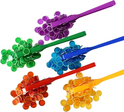 Miniatura 5 de Yuanhe Juego de fichas de bingo magnéticas, varitas magnéticas de 5 colores con 500 fichas de metal para contar y clasificar, actividades educativas