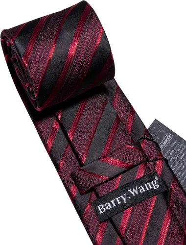 Miniatura 120 de Barry.Wang Juego de corbatas para hombre, corbata de seda a rayas, tejido a cuadros, gemelos formales, negocios, boda
