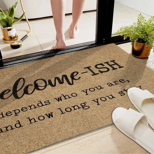 Miniatura 5 de JJUUYOU Tapete Grande de Bienvenida para Puerta Principal Exterior Entrada Divertido Tapete Welcome-ish Antideslizante con Base de Goma Tapetes