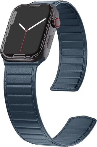 Miniatura 5 de LKEITY Correas magnéticas de cuero para Apple Watch Band 1.929 in 1.811 in 1.772 in 1.732 in 1.654 in 1.614 in 1.575 in, correa de cuero con imán