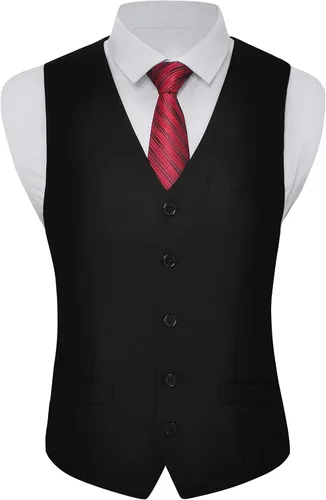 Miniatura 2 de BABEYOND Chaleco de traje formal para hombre, chaleco de negocios ajustado para traje de esmoquin