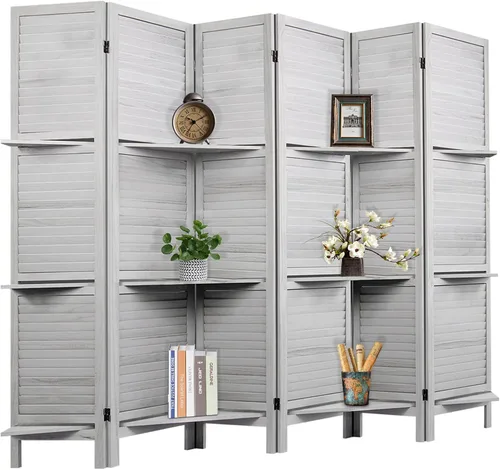 Miniatura 13 de Divisor de habitación con estantes, pantalla de privacidad, separadores de habitación y pantallas de privacidad plegables, separador de separación