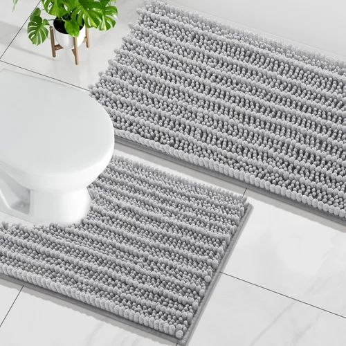 Miniatura 16 de Arotive Juego de 2 alfombras de baño de felpilla de lujo, extra suaves, absorbentes, peludas y alfombras de baño de contorno en forma de U