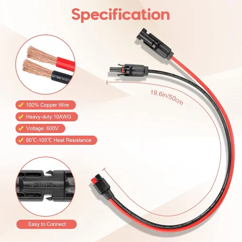Miniatura 5 de Kit de conector de cable de panel solar 10 AWG, compatible con conector solar y conector Anderson para RV, Goal Zero Yeti, Renogy generador solar