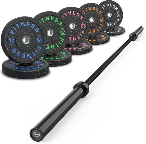 Miniatura 15 de HANDBODE Olympic High-Bounce Bumper Plates Bench Press Barbell Weights Set 2 - Inch, 10-55 lb Rubber Weight Sets for Home Gym, Strength Training