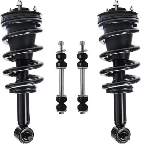 Miniatura 83 de Detroit Axle - Kit de 4 barras estabilizadoras delanteras para Ford F-150 2021 2022 2023 2024, 2 puntales con resorte helicoidal, 2 eslabones