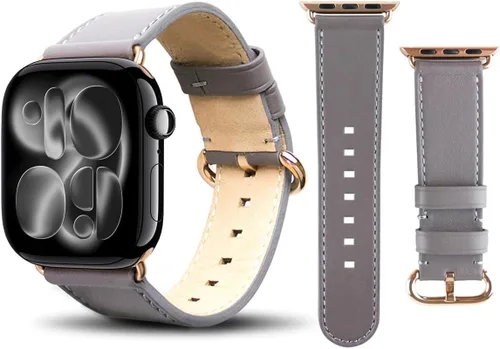 Miniatura 10 de Alto Correa de cuero compatible con Apple Watch Band de 1.496 pulgadas, 1.614 pulgadas, 1.575 pulgadas, correa de repuesto clásica hecha a mano