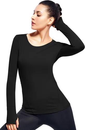Miniatura 2 de Camisetas de yoga de manga larga para mujer con agujero para el pulgar