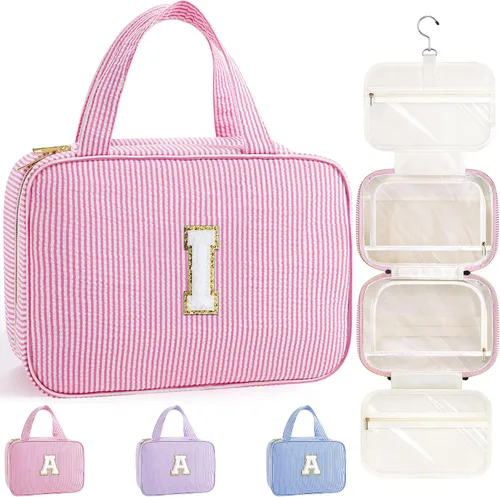 Miniatura 65 de TOPEAST Neceser colgante de viaje, bolsa de aseo personalizada con inicial, regalos de cumpleaños para mamá, hija, hermana, amigas, artículos Púrpura