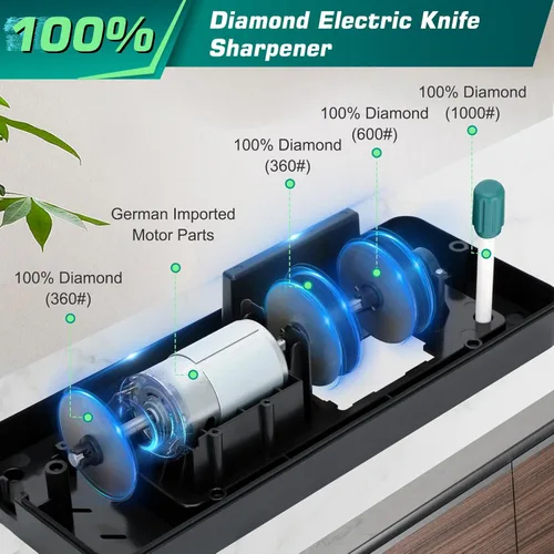 Miniatura 7 de Afilador de cuchillos eléctrico con pantalla LCD para cuchillos de carne rectos, dentados, cuchillos y tijeras de cerámica, afilador de cuchillos