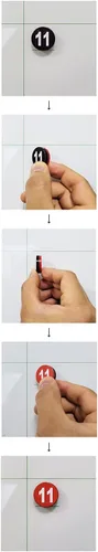 Miniatura 8 de Azulejos magnéticos de doble cara para fecha y día de la semana, juego de números de ferrita extra fuertes para refrigerador, tableros de horarios