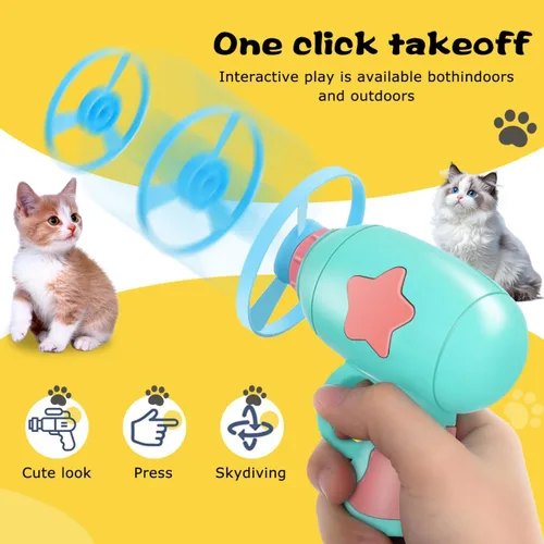 Miniatura 7 de 1 Unidades Divertido Gato Fuera Del Gatito Lanzador Pistas De Gato Platillo Lanzador De Discos Disparo Interior Interactivo Juguete Volador Disco