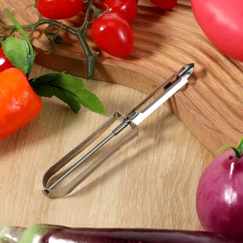 Miniatura 7 de Paquete de 3 peladores de verduras para cocina, pelador de papas y frutas de acero inoxidable con mango ergonómico de fácil agarre, apto
