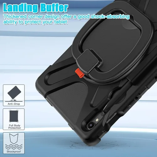 Miniatura 4 de Funda para Samsung Galaxy Tab S9 Ultra/S8 Ultra, resistente, resistente, grado militar, a prueba de golpes, con rotación de 360°, función atril