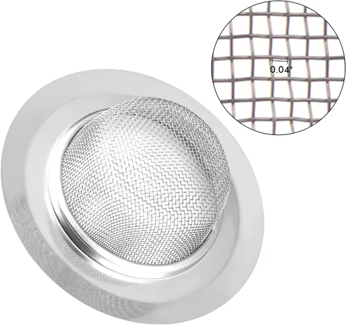 Miniatura 4 de 2 piezas de colador para fregadero de cocina, cubierta de drenaje de malla de acero inoxidable, colador de drenaje de fregadero de borde ancho