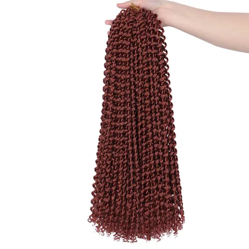 Miniatura 38 de Cabello Passion Twist de 30 pulgadas, cabello rubio de ondas de agua con ganchillo para mujeres, cabello rubio Passion Twist de ganchillo largo 27#