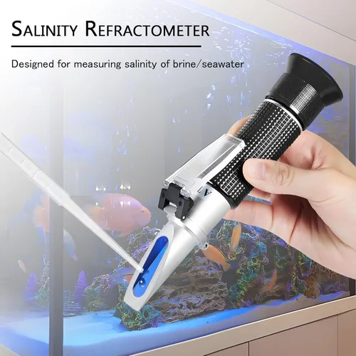 Miniatura 2 de Refractómetro de salinidad de agua de mar, compensación automática de temperatura hidrómetro de salinidad de agua de mar, 0-100ppt y 1.000-1.070