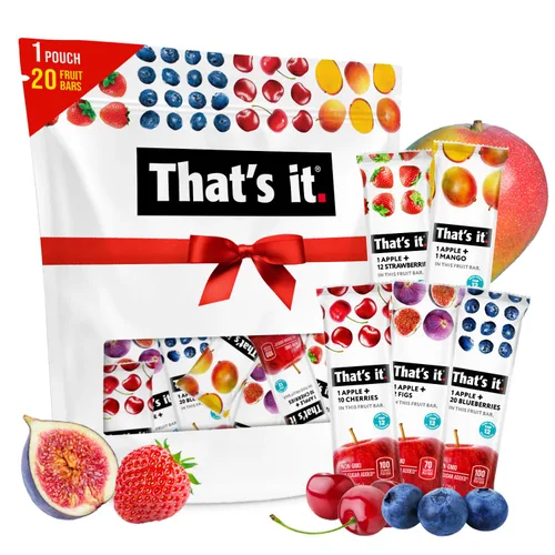 That's it - Caja de regalo de barras de frutas { paquete de 20 }100% natural, sin gluten, vegano, bajo en carbohidratos, paquete variado de