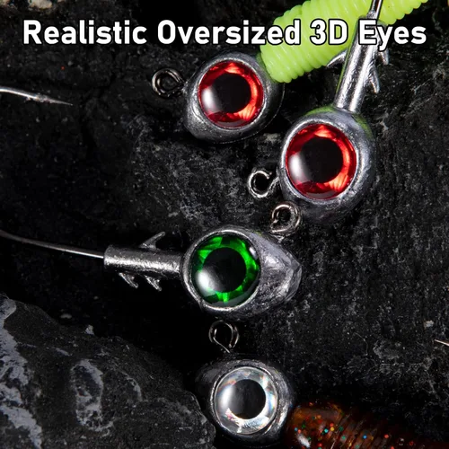 Miniatura 3 de Dr.Fish Paquete de 10 Señuelos con Ojos de Pesca Ojos 3D Cabezas de Trucha Anzuelo para Lubina Señuelo Nadador de Agua Salada Cabezas de Jig de Agua