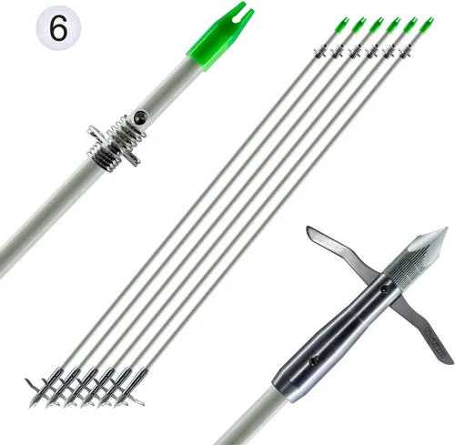 Miniatura 8 de maifield Cabeza de pesca con arco ejes de flecha de carbono/fibra de vidrio, 2 púas mecánicas de 2.5 pulgadas, área de sujeción de tiro con arco, 3